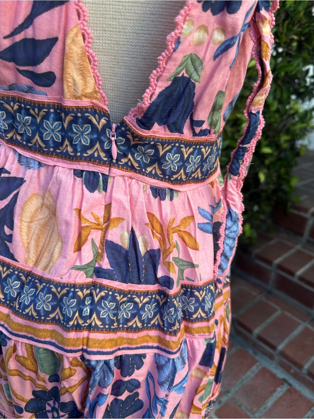 FARM Rio Pink Floral Embroidered V-Neck Midi Sundress - Picture 6 of 6